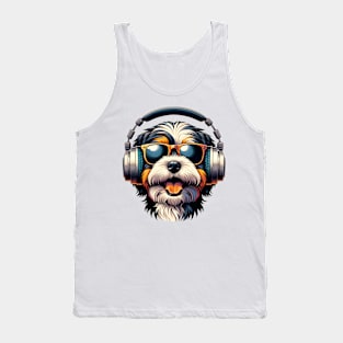 Lowchen Smiling DJ Grooves to Bold Beats Tank Top